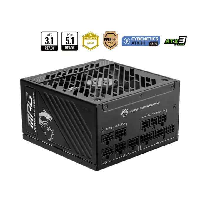 MSI MPG A1250GS PCIE5 1250W PSU 80 PLUS Cybernetics Gold Modular ATX 3.1 PCIe 5.1 Power Supply