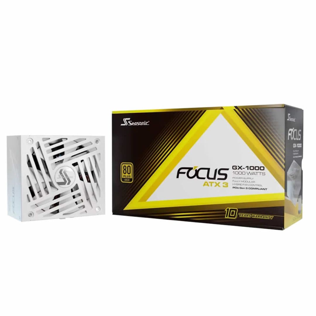 Seasonic Focus GX V4 1000W White Power Supply (PSU) - ATX 3.1 Modular 80 Plus Gold