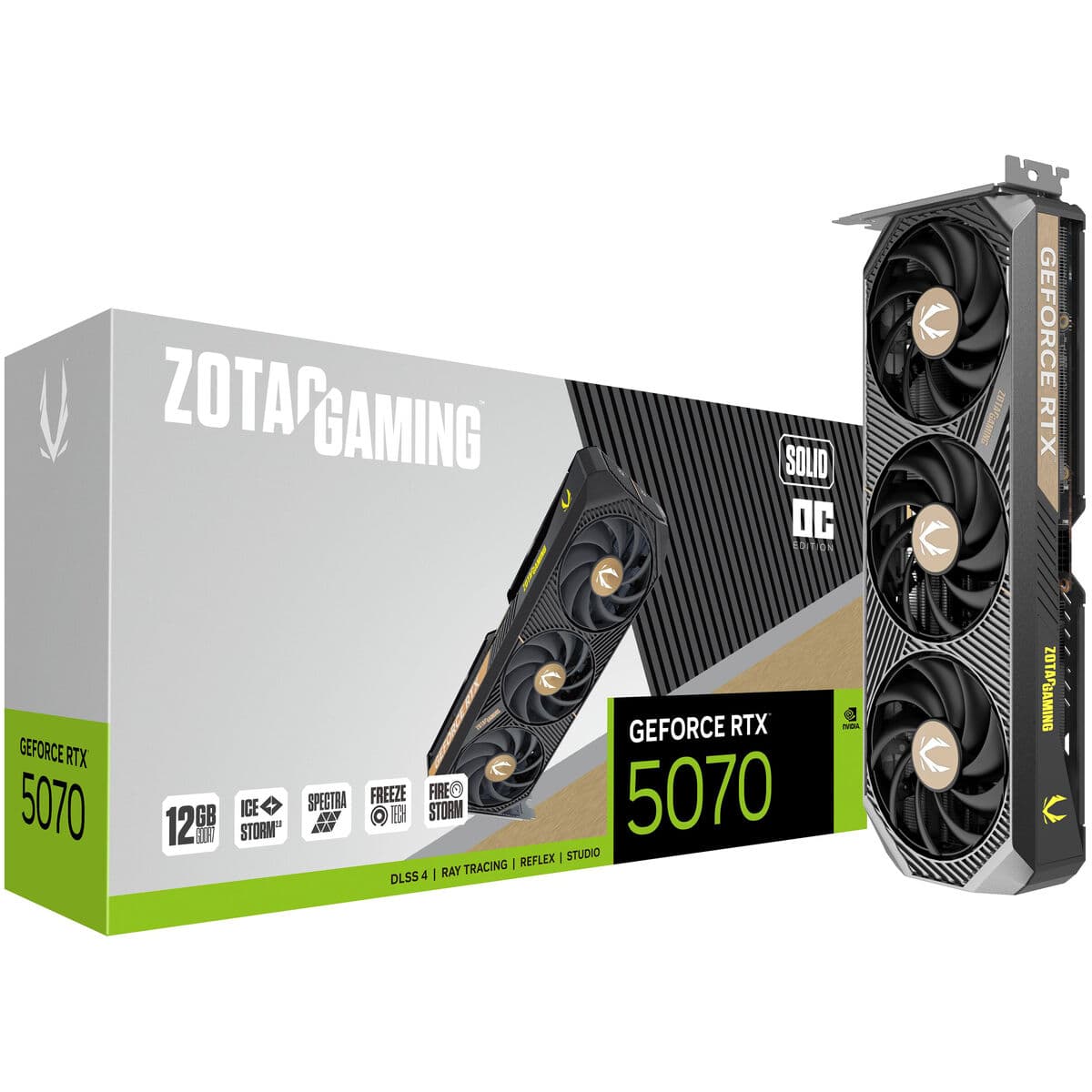 ZOTAC GAMING GeForce RTX 5070 SOLID OC 12GB GDDR7 Graphics Card - ZT-B50700J-10P