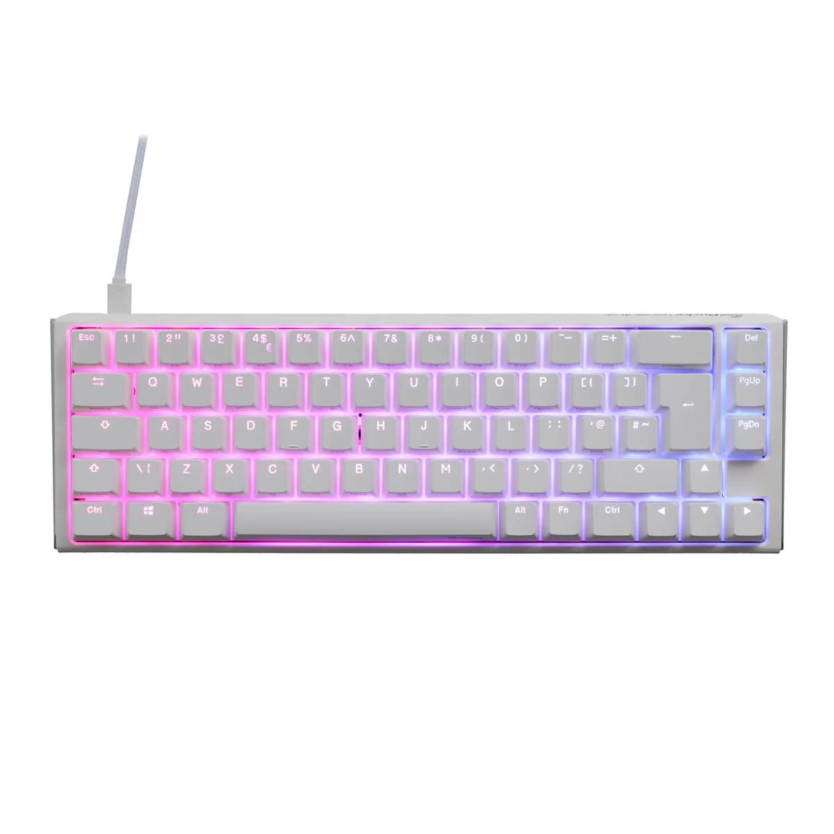 Ducky One 3 Classic 65% USB RGB Mechanical Gaming Keyboard Cherry MX Silent Red - Pure White UK Layout