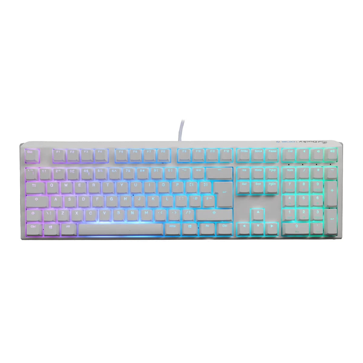 Ducky One 3 Classic Fullsize USB RGB Mechanical Gaming Keyboard Cherry Silver - Pure White UK Layout