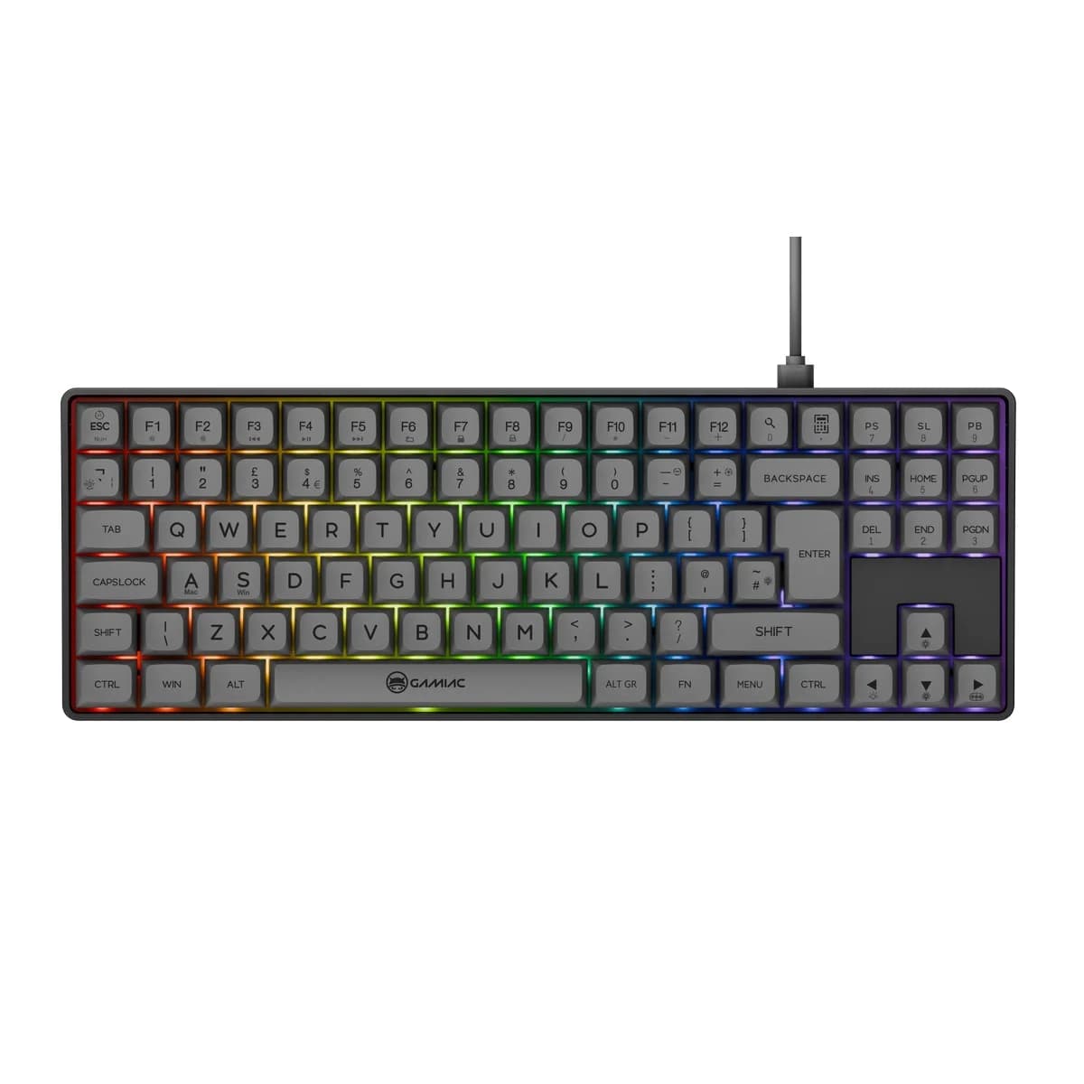 GAMIAC TKL90G 75% USB RGB Mechanical Gaming Keyboard Kailh Blue - Black/Grey (UK)