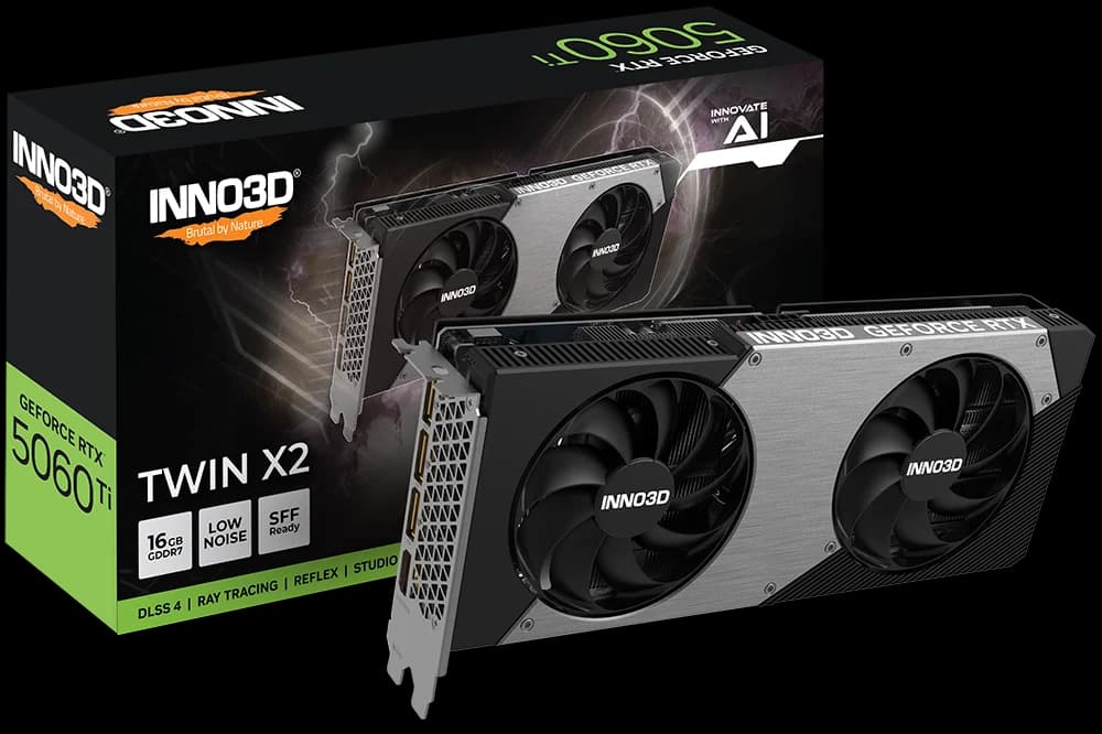 Inno3D GeForce RTX 5060 Ti Twin X2 16GB GDDR7 PCI-Express Graphics Card - N506T2-16D7-191073N