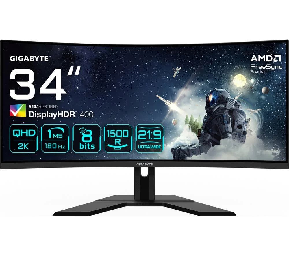 GIGABYTE G34WQCP Wide Quad HD 34" Curved LED Gaming Monitor - Black