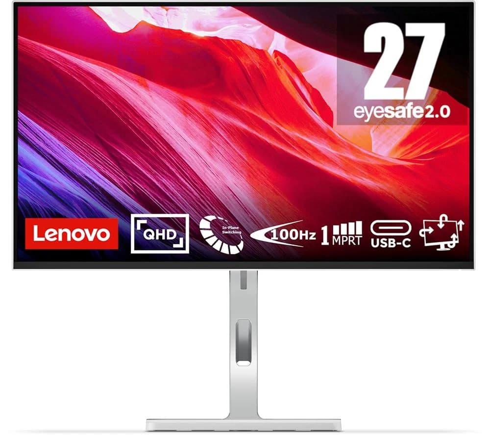LENOVO L27h-4A Quad HD 27" IPS WLED Monitor - Grey, Silver/Grey