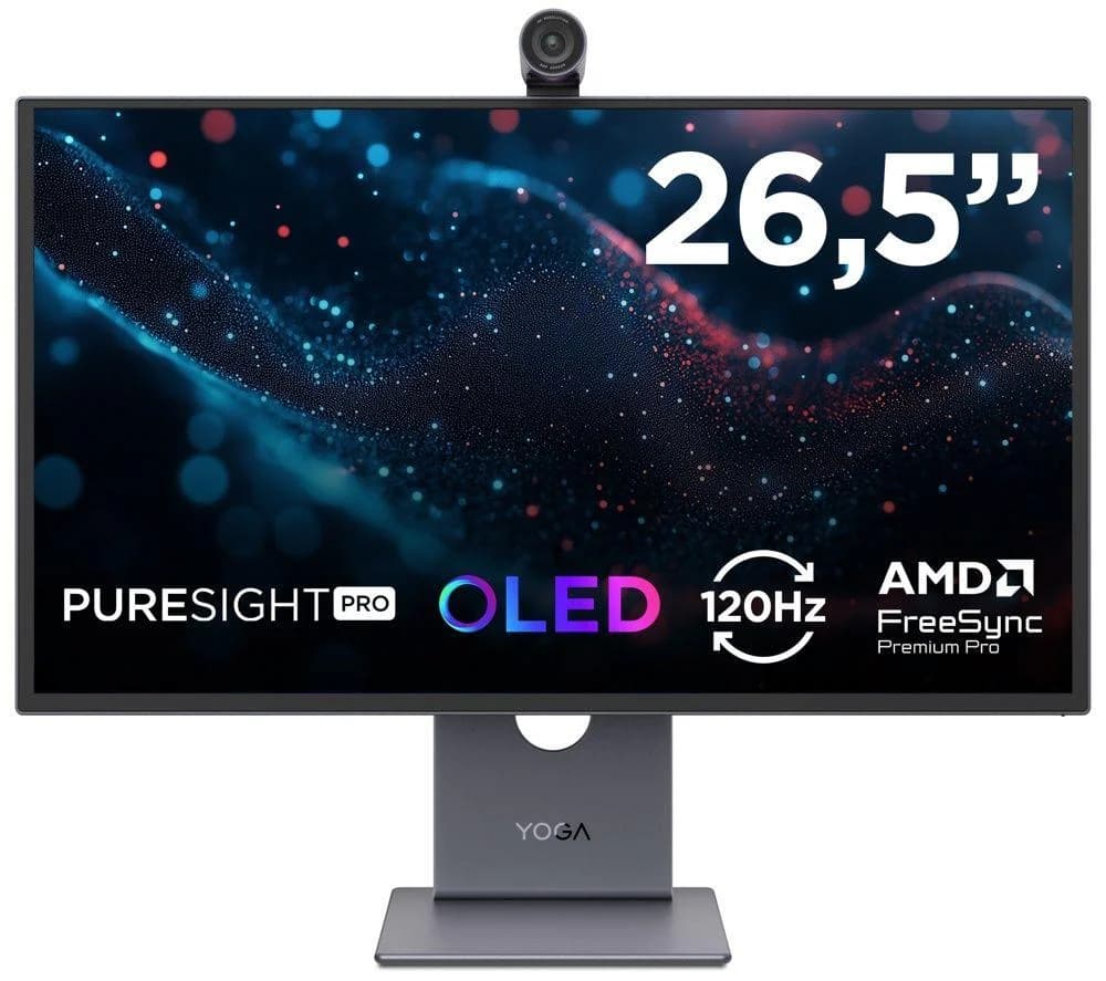 LENOVO Yoga Pro 27UD-10 4K 26.5" Ultra HD QD-OLED Monitor - Grey, Silver/Grey