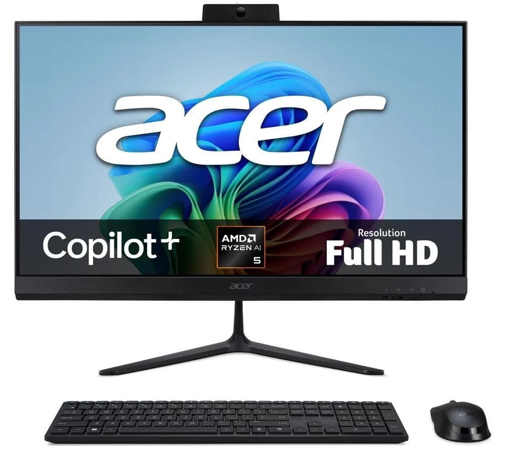 ACER Aspire C24-B 24" All-in-One Copilot PC - AMD Ryzen 5, 1 TB SSD, Black