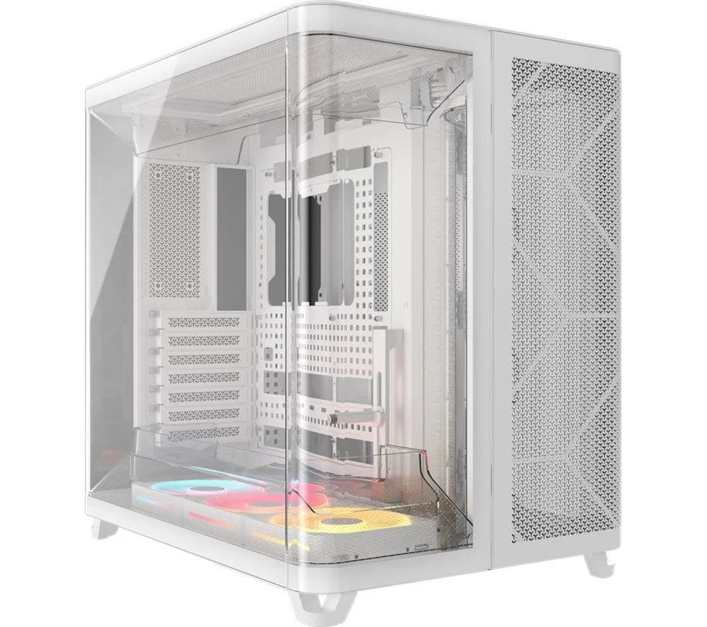 Corsair AIR 5400 LX-R RGB iCUE LINK Triple Chamber Mid-Tower PC Case - White