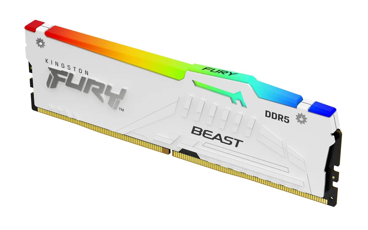 Kingston Fury Beast RGB 16GB (1x16GB) DDR5 6000MT/s CL36 Desktop Memory - White