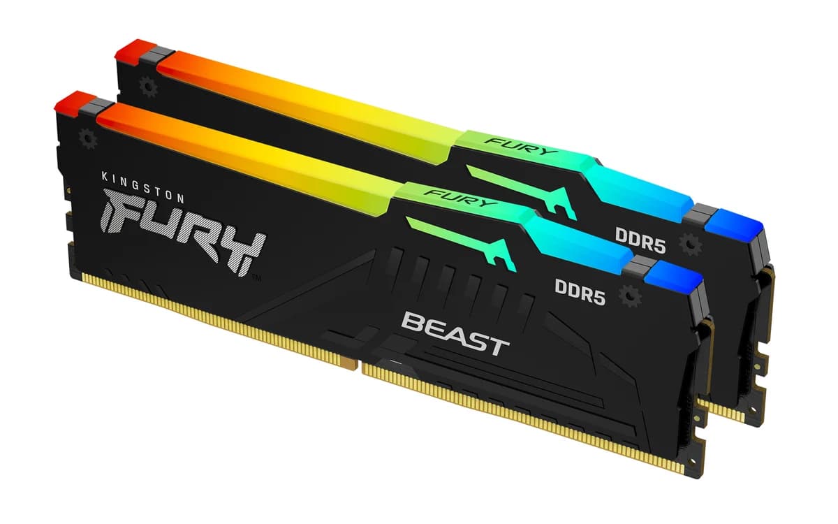 Kingston Fury Beast RGB 16GB (2x8GB) DDR5 5200MT/s CL40 Desktop Memory - Black