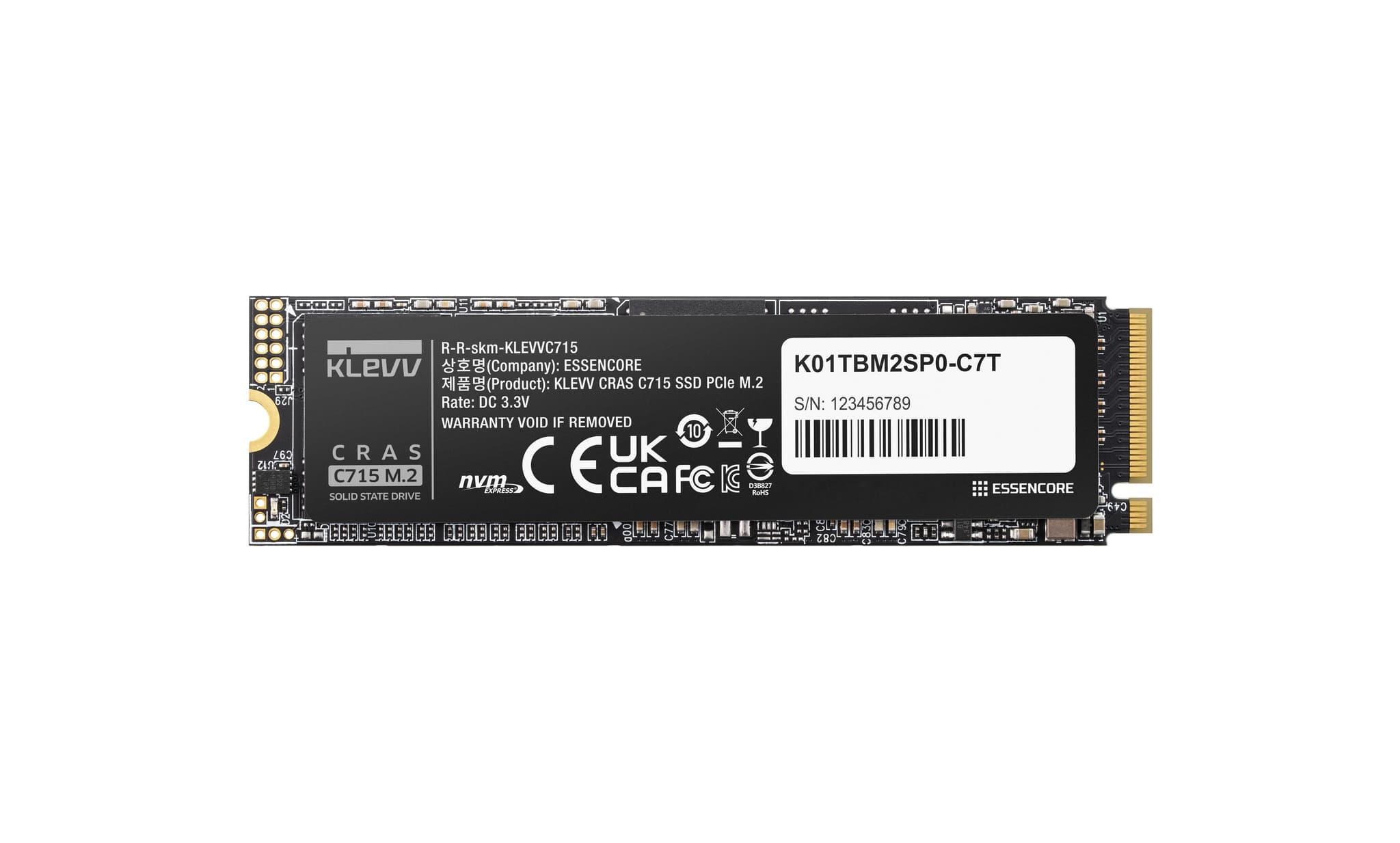 KLEVV C715 512GB PCIe 3.0 NVMe M.2 2280 SSD - 3200MB/s Read 2000MB/s Write - K512GM2SP0-C7T