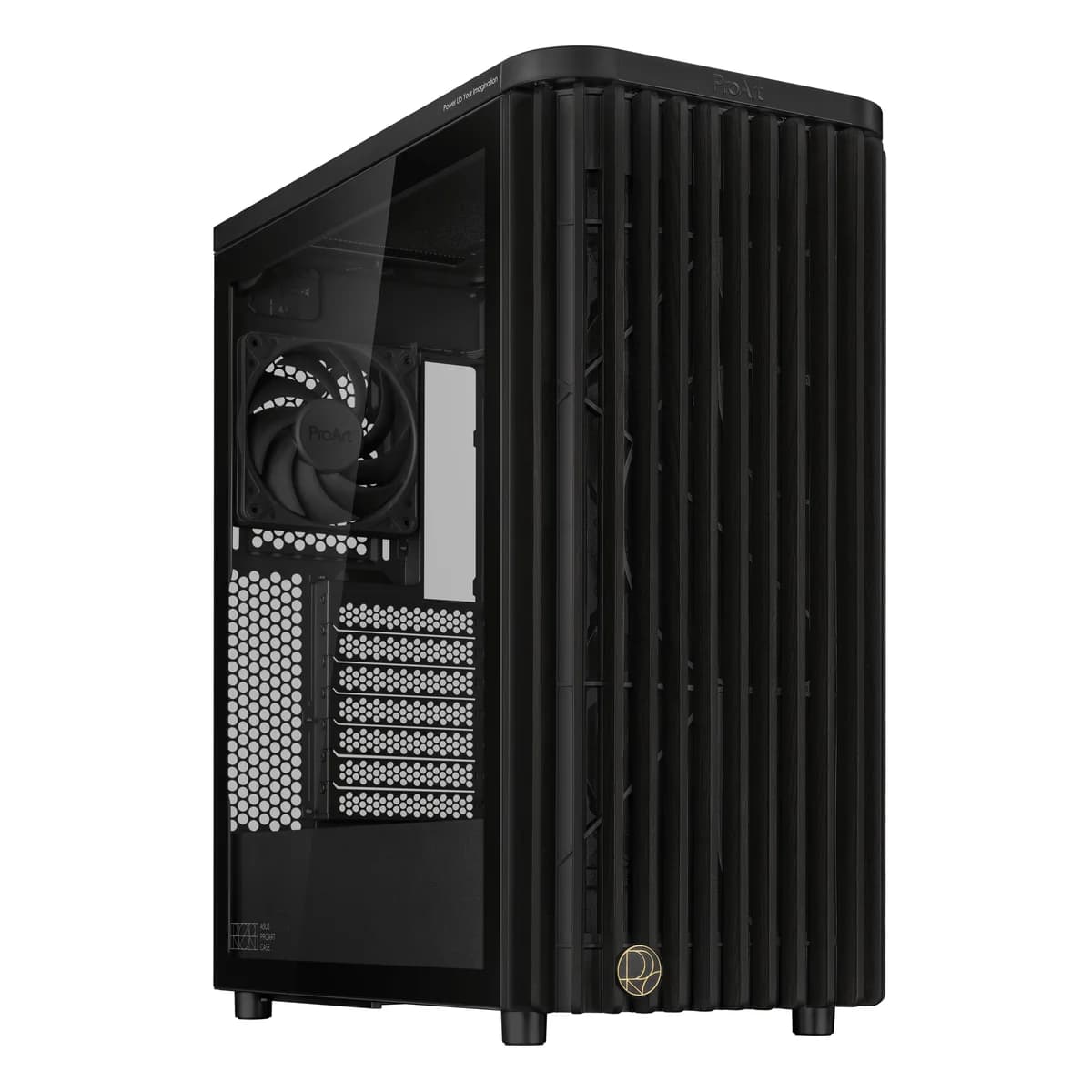 ASUS ProArt PA401 ATX Mid-Tower PC Case – Tempered Glass, Dual 160mm Fans, 240mm Radiator, USB-C 20Gbps – Black – 90DC00M0-B39020