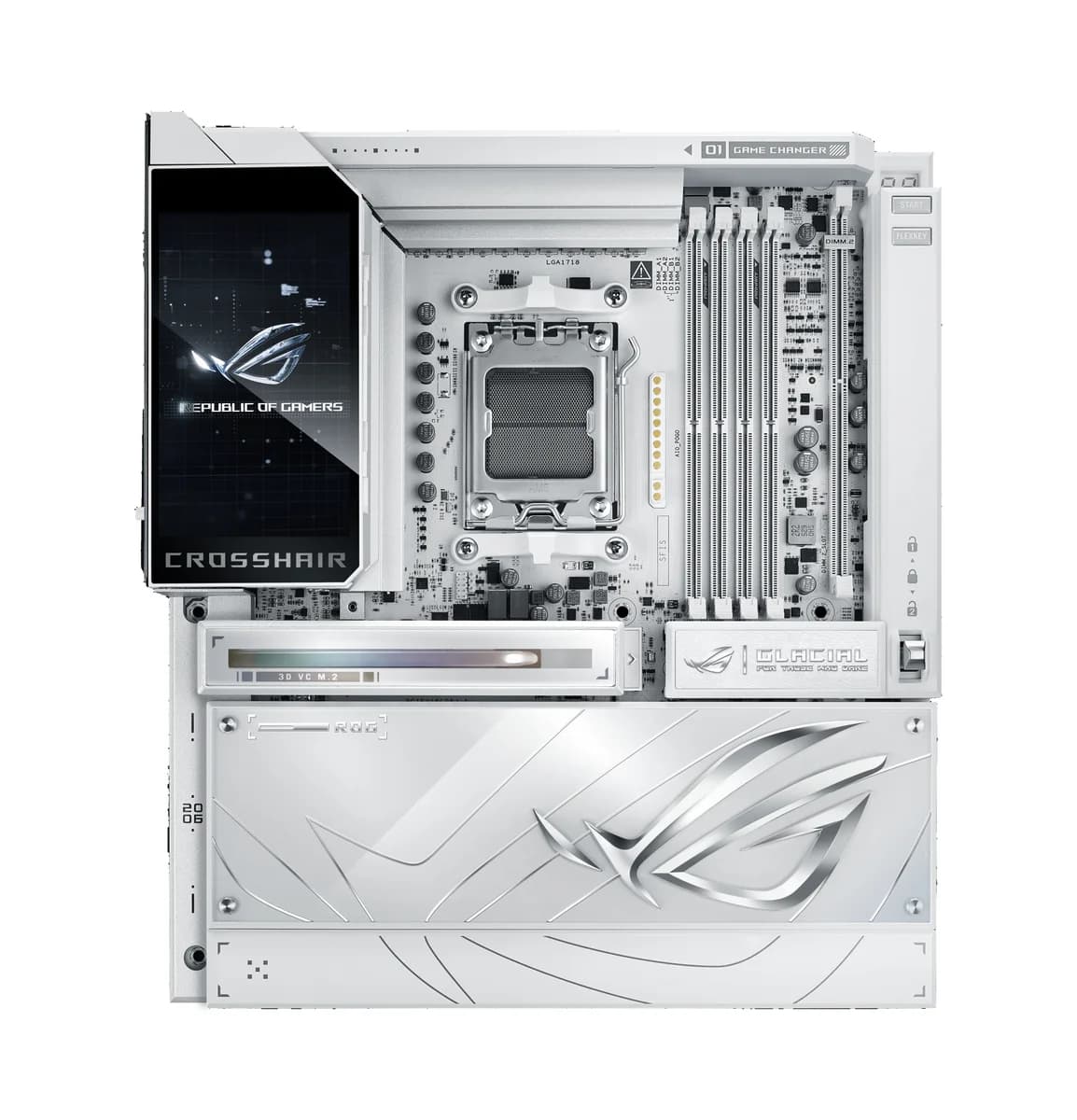 ASUS ROG Crosshair X870E Glacial Motherboard - AM5, WiFi 7, PCIe 5.0, DDR5, 10GB LAN - White - 90MB1NQ0-M0EAY0