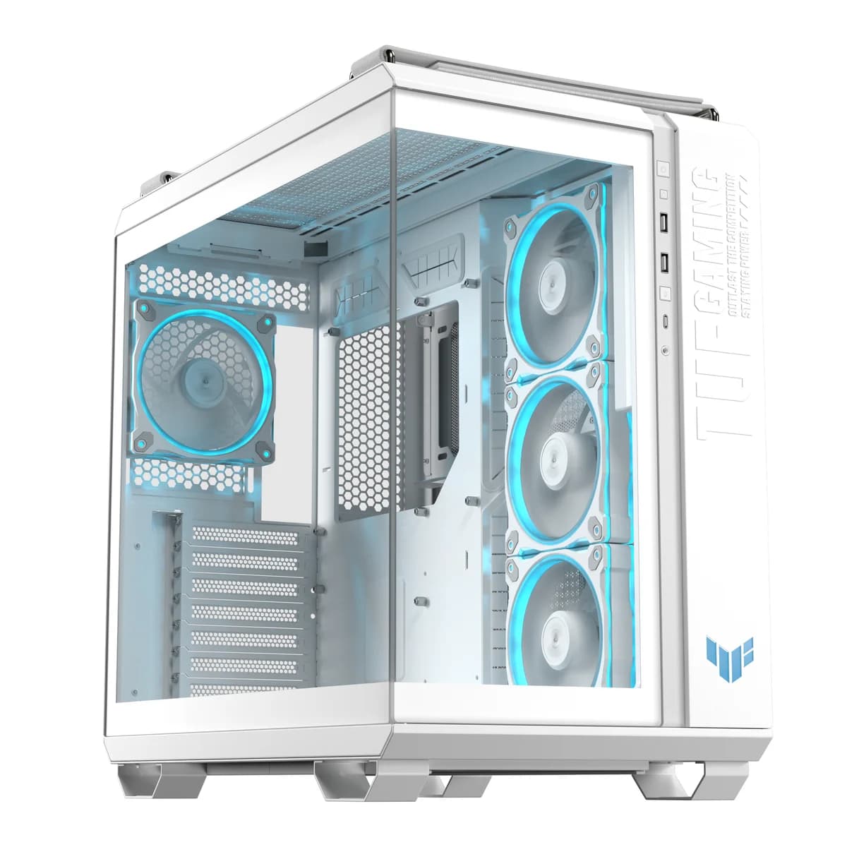 ASUS TUF GAMING GT502 HORIZON TG ARGB Duel Chamber tempered Glass ATX Gaming PC Case - White - 90DC0093-B19010