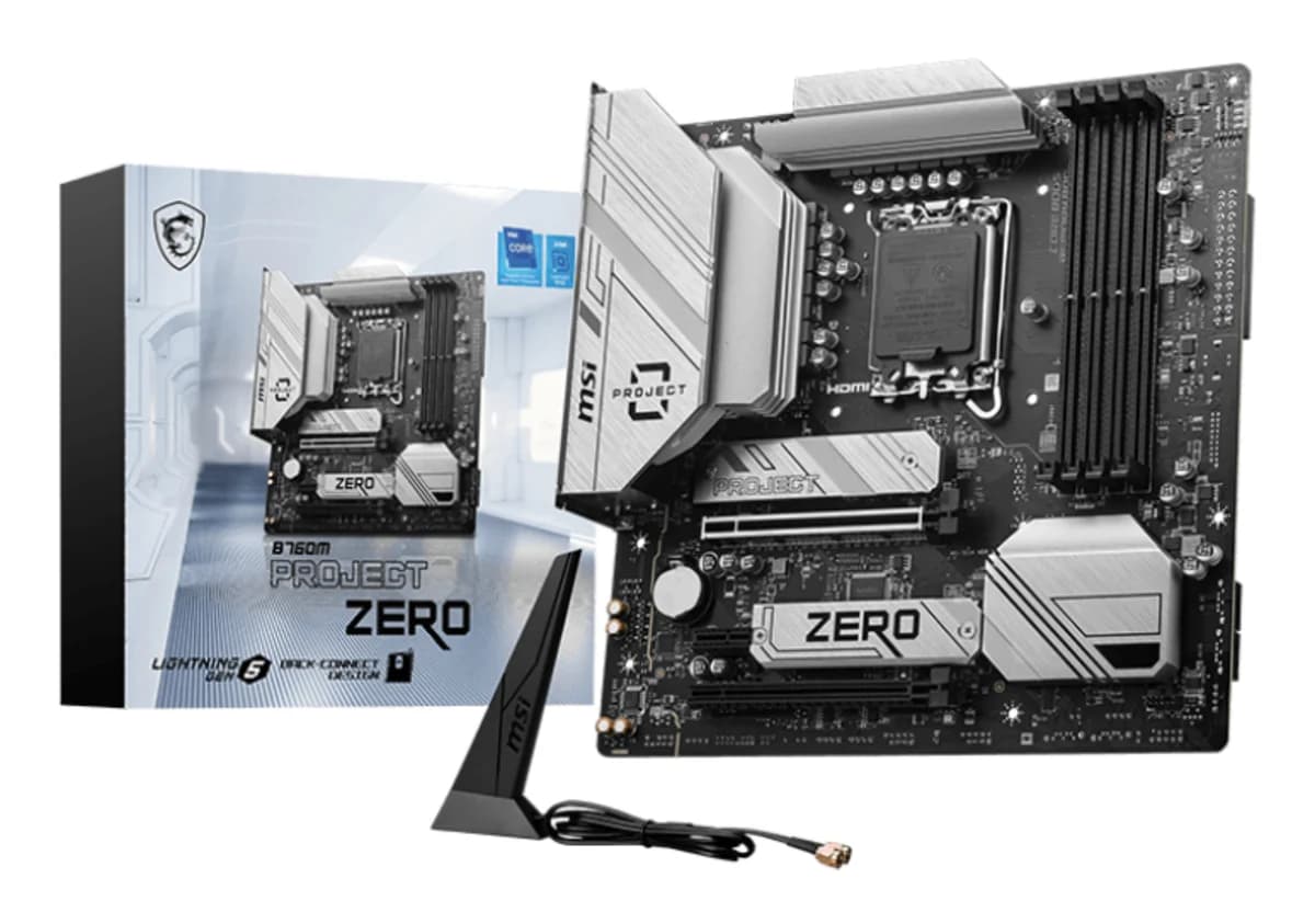 MSI B760M PROJECT ZERO Intel LGA 1700 Back-Connect WIFI 6E MicroATX Motherboard