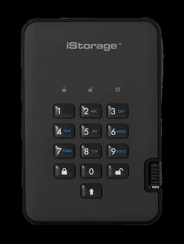 iStorage diskAshur2 (1000GB) Solid State Drive USB 3.1 Encrypted 256-bit (Ocean Blue)