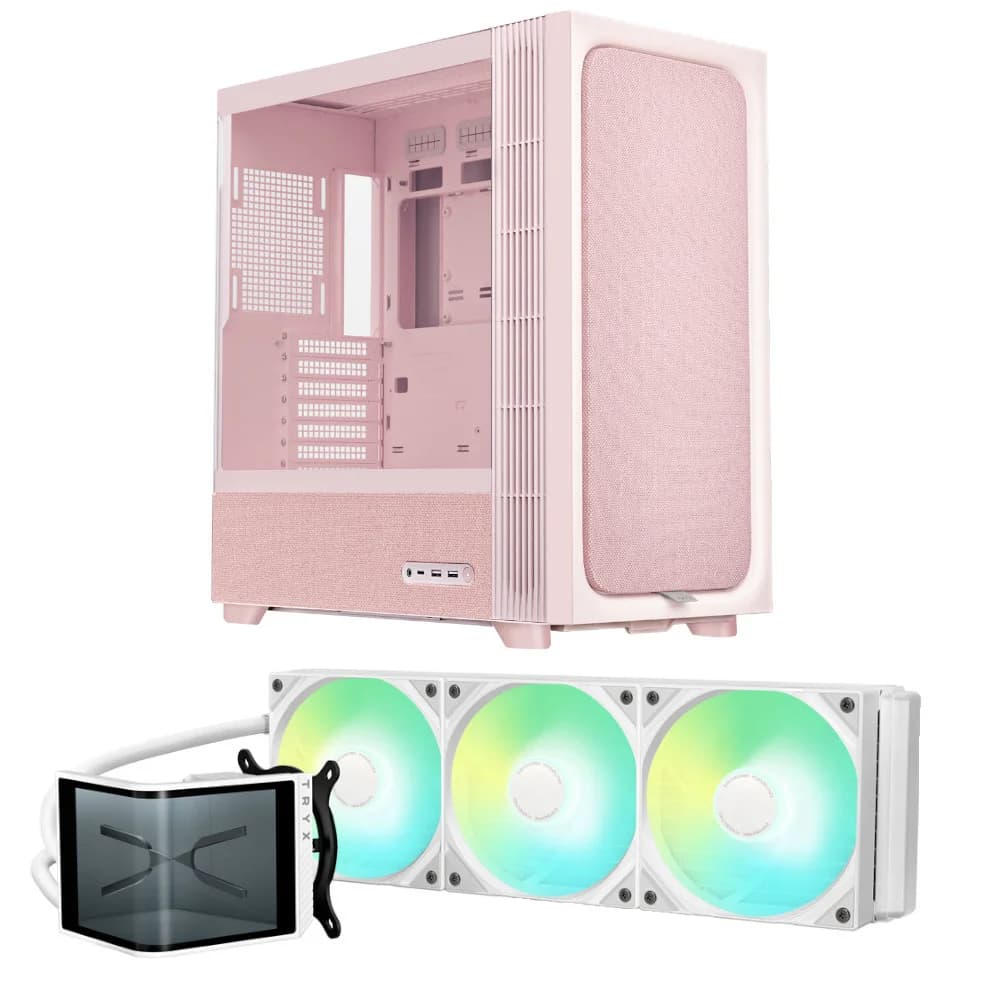 TRYX FLOVA F50 Midtower Case - Pink + TRYX PANORAMA SE 360mm ARGB White All In One Cooler