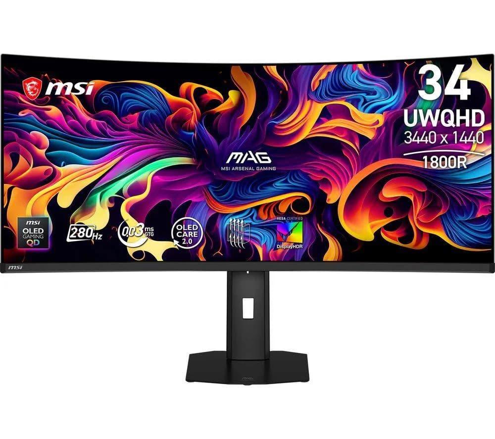 Msi MAG 341CQP QD-OLED X28 Ultra-Wide Quad HD 34" Curved Gaming Monitor - Black