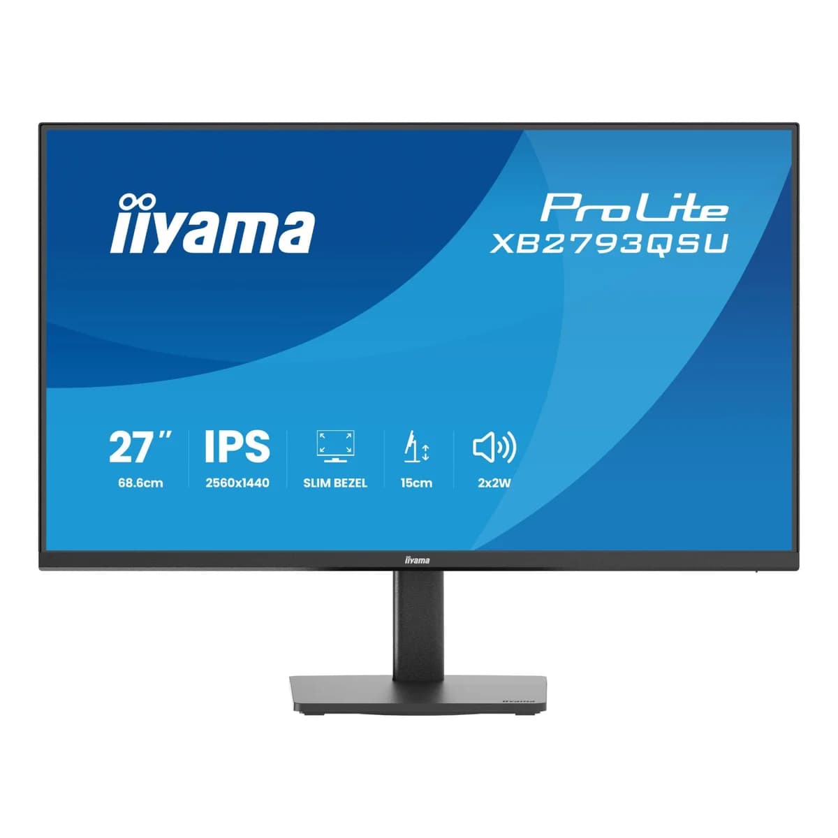iiyama ProLite XB2793QSU-B1 27" Quad HD IPS 75Hz 1ms Height Adjustable Monitor with Speakers - Matte Black