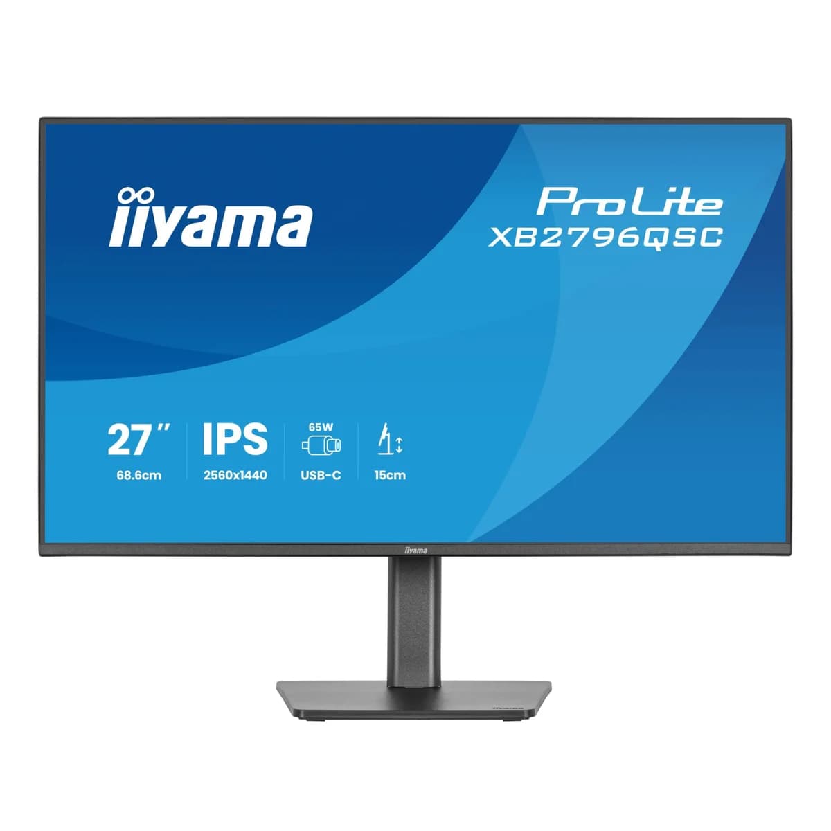 iiyama ProLite XB2796QSC-B1 27" Quad HD IPS 75Hz 4ms USB-C Height Adjustable Monitor with Speakers - Matte Black