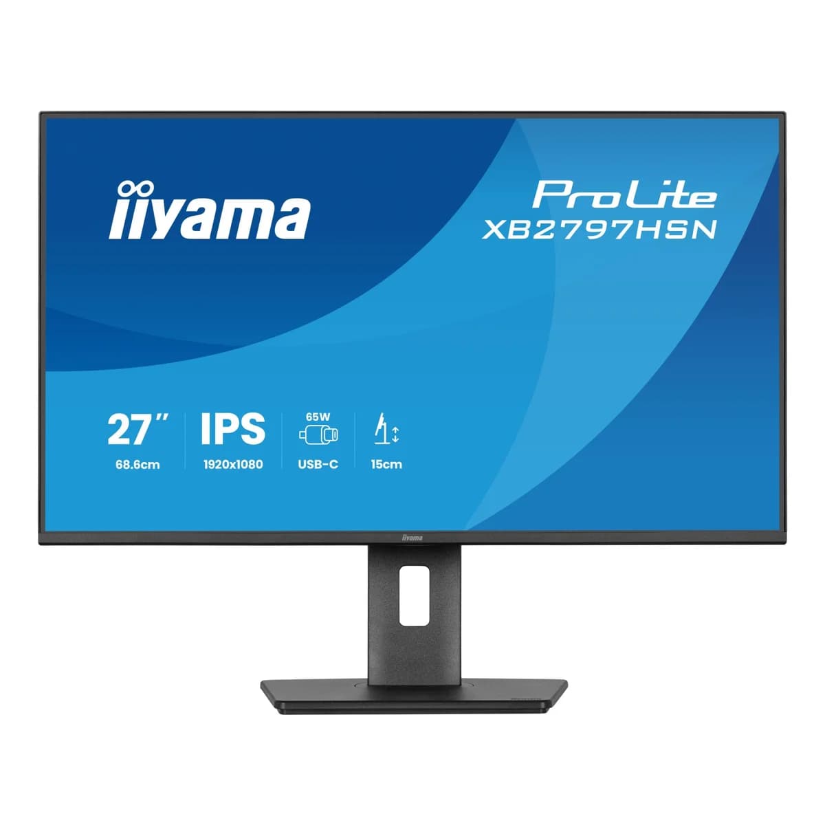 iiyama ProLite XB2797HSN-B1 27" Full HD IPS 100Hz 1ms USB-C Height Adjustable Monitor with Speakers - Matte Black