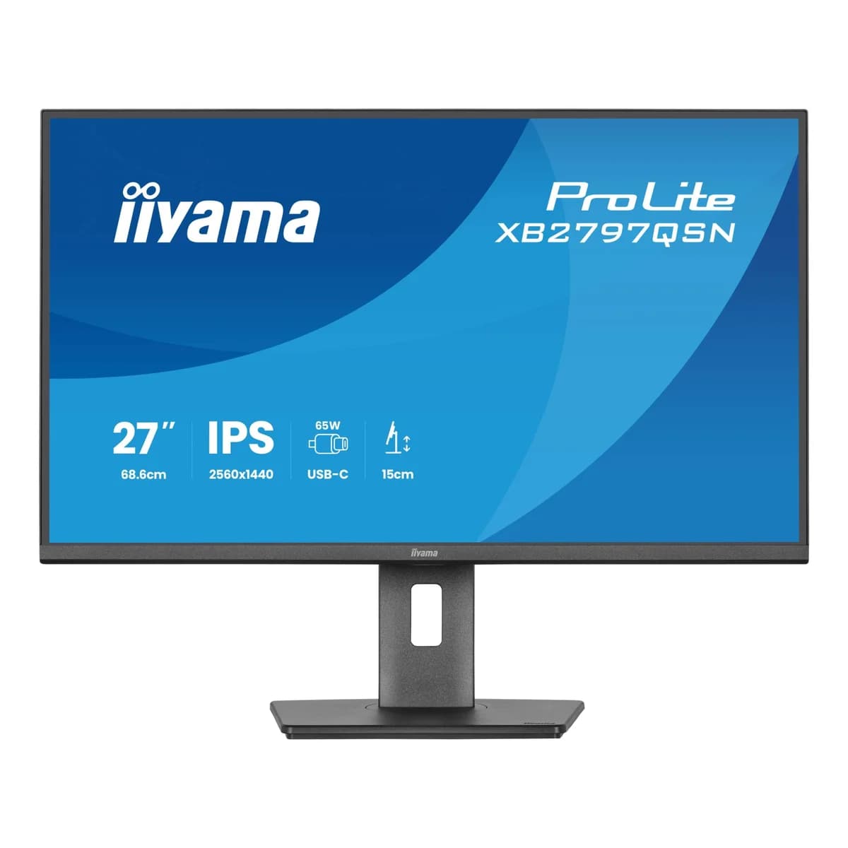 iiyama ProLite XB2797QSN-B1 27" Quad HD IPS 75Hz 1ms USB-C Height Adjustable Monitor with Speakers - Matte Black