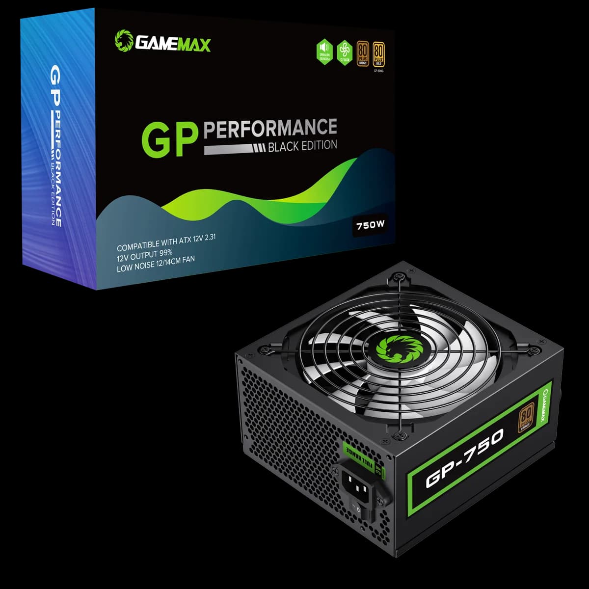 GameMax GP750 750W 80 Plus Bronze Wired Power Supply