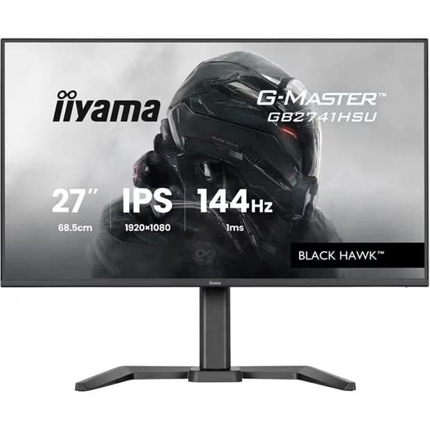 iiyama G-MASTER Black Hawk GB2741HSU-B1 - LED monitor - gaming - 27" - 1920 x 1080 Full HD (1080p) @ 144 Hz - IPS - 350 cd/m² - 1500:1 - 1 ms - HDMI, DisplayPort - speakers - black, matte