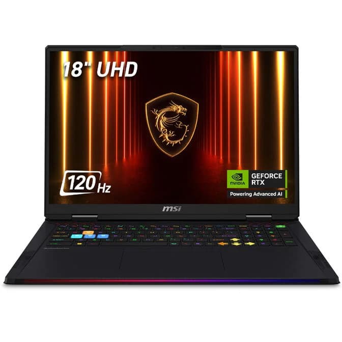 MSI Raider 18 HX NVIDIA RTX 5080 64GB 18 UHD+ MiniLED 120Hz AMD Ryzen 9 9955HX3D Gaming Laptop