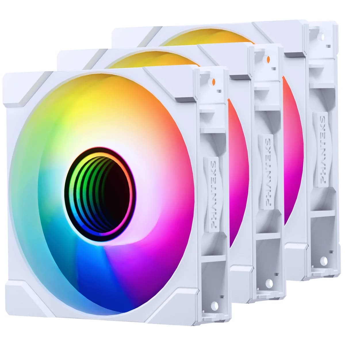 Phanteks M25 Gen2 120mm Reversed Airflow DRGB PWM Triple Fan Pack - White - PH-F120M25R_G2_DWT01_3P