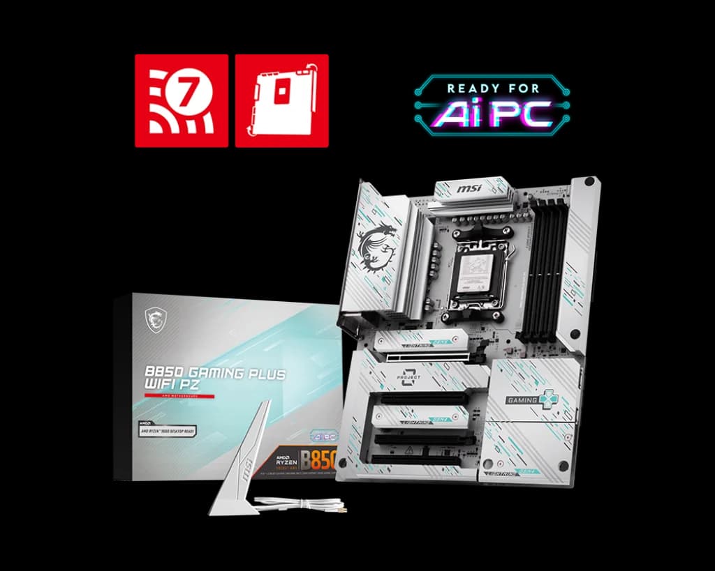 MSI B850 GAMING PLUS WIFI PZ AM5 Motherboard, White