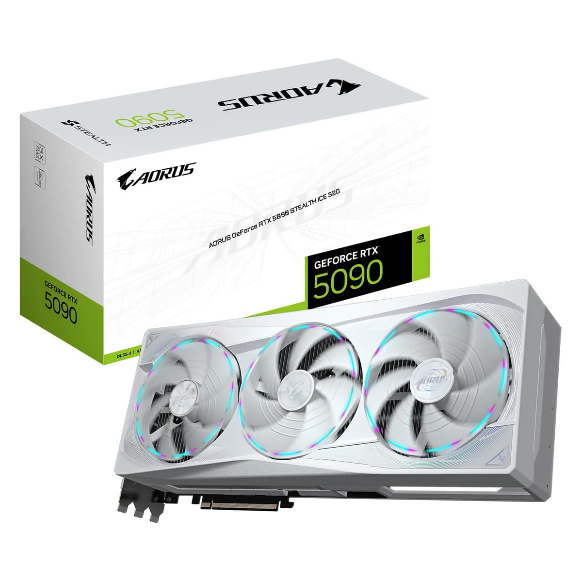 Gigabyte AORUS GeForce RTX 5090 STEALTH ICE 32G GDDR7 Graphics Card - White - GV-N5090AORUSST ICE-32GD