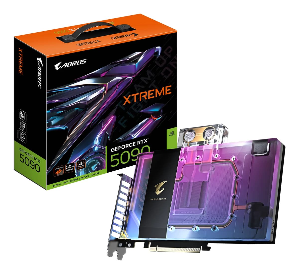 Gigabyte AORUS GeForce RTX 5090 XTREME WATERFORCE WB 32G GDDR7 Watercooled Graphics Card - GV-N5090AORUSX WB-32GD