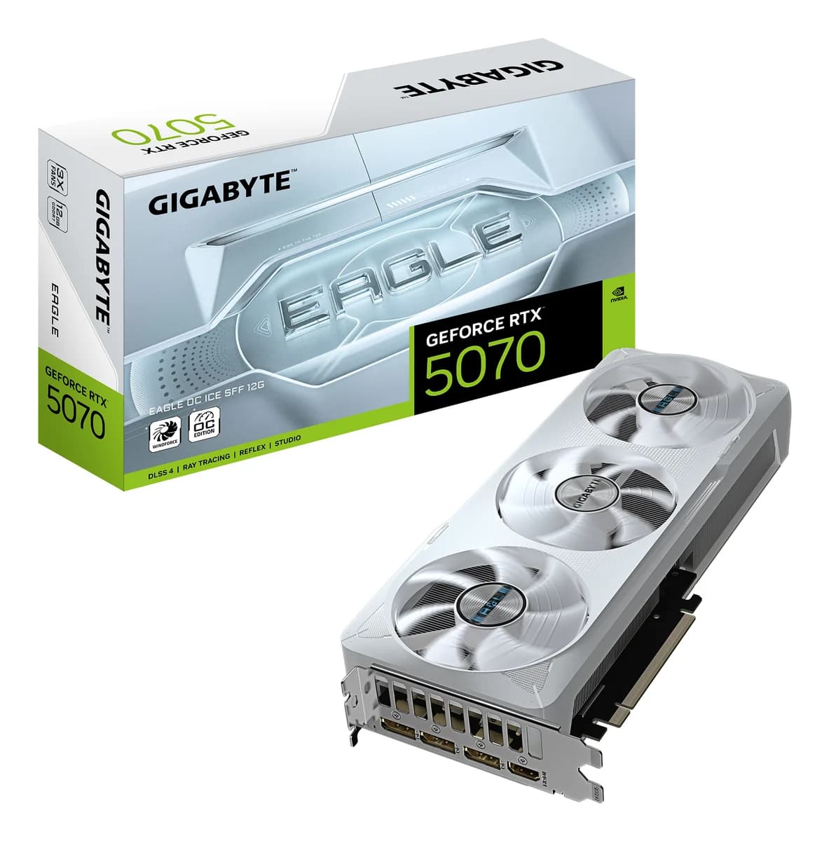 Gigabyte GeForce RTX 5070 EAGLE OC ICE SFF 12G GDDR7 Graphics Card - White - GV-N5070EAGLEOC ICE-12GD