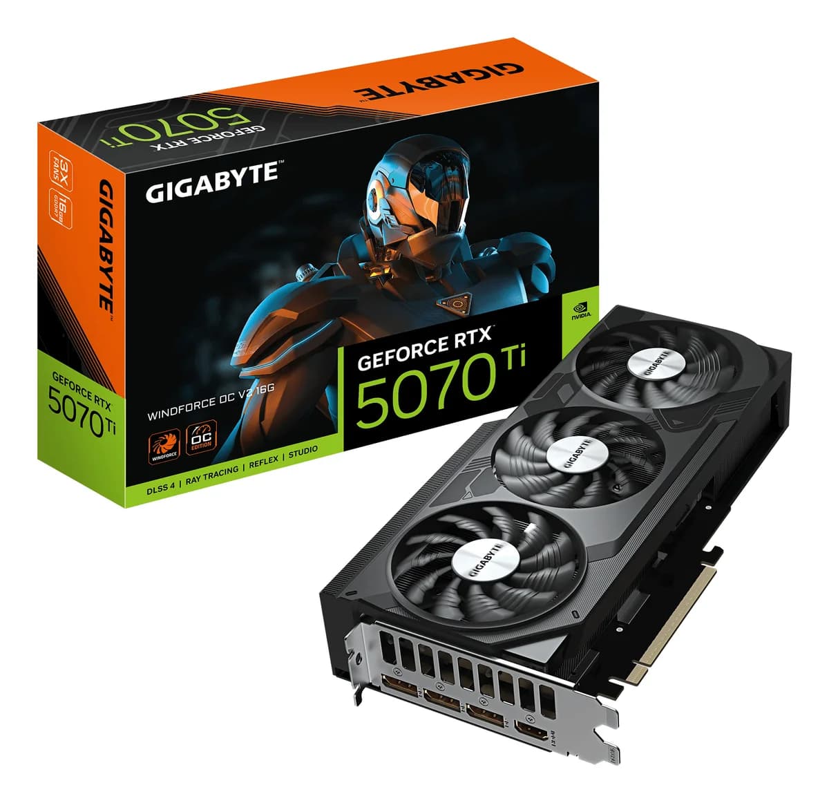 Gigabyte GeForce RTX 5070 Ti WINDFORCE OC V2 16GB GDDR7 Graphics Card - N507TWF3OCV2-16GD