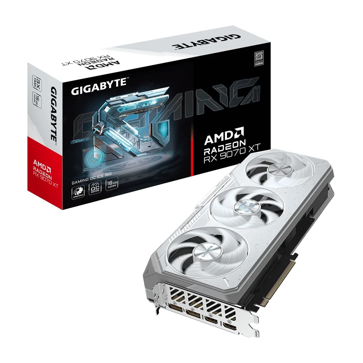 GIGABYTE Radeon RX 9070 XT GAMING OC ICE 16G Graphics Card - 16GB GDDR6 White - GV-R907XGAMINGOCICE-16GD