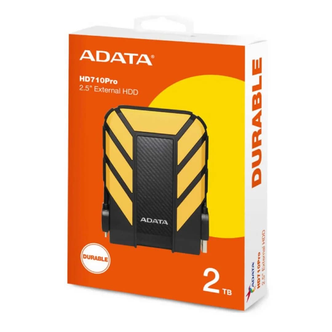 Adata HD710 Pro 2TB External Hard Drive - Yellow - USB 3.1 IP68 Waterproof