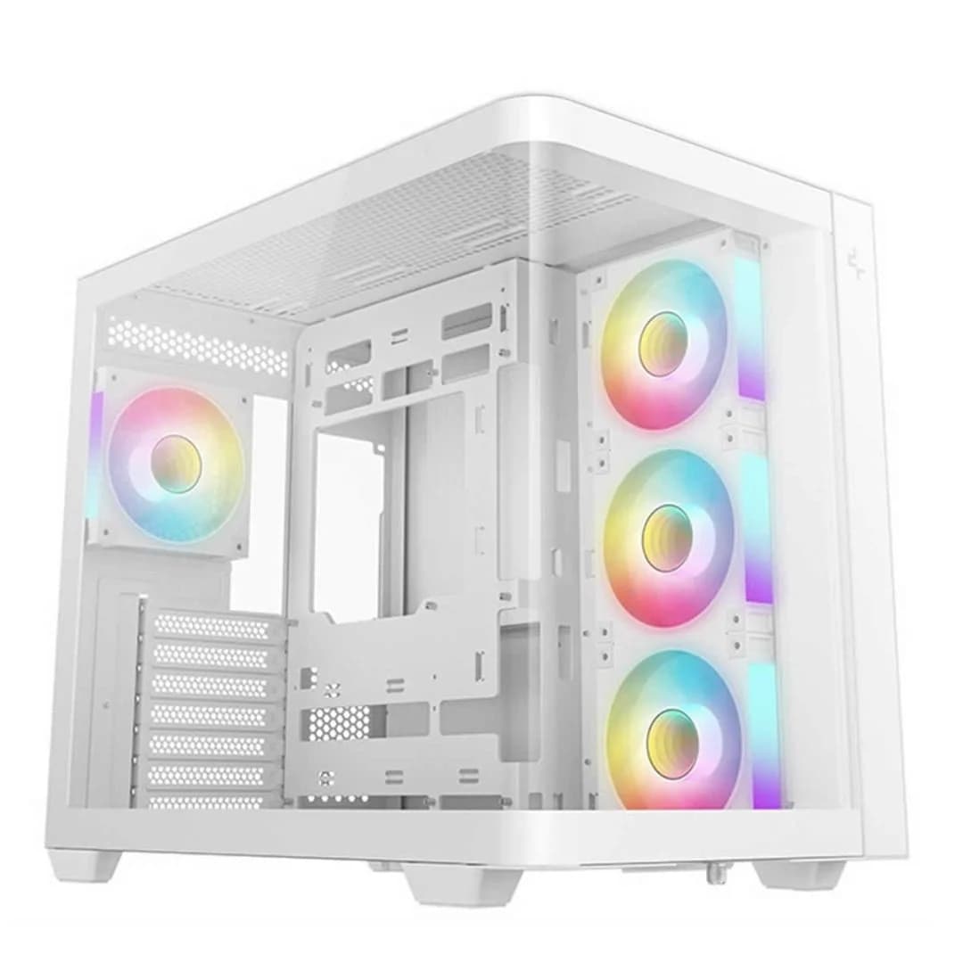 DeepCool CG530U 4F Mid Tower ATX Case - White Tempered Glass 2x USB 3.0