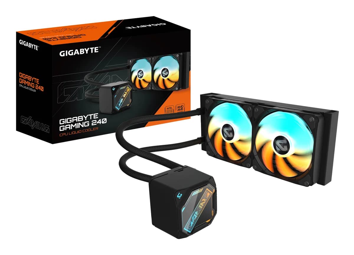 Gigabyte GAMING 240 All-in-One Liquid CPU Cooler with 240mm Radiator, Dual ARGB PWM Fans & High-Performance Pump - Black - GP- GIGABYTE GME 240