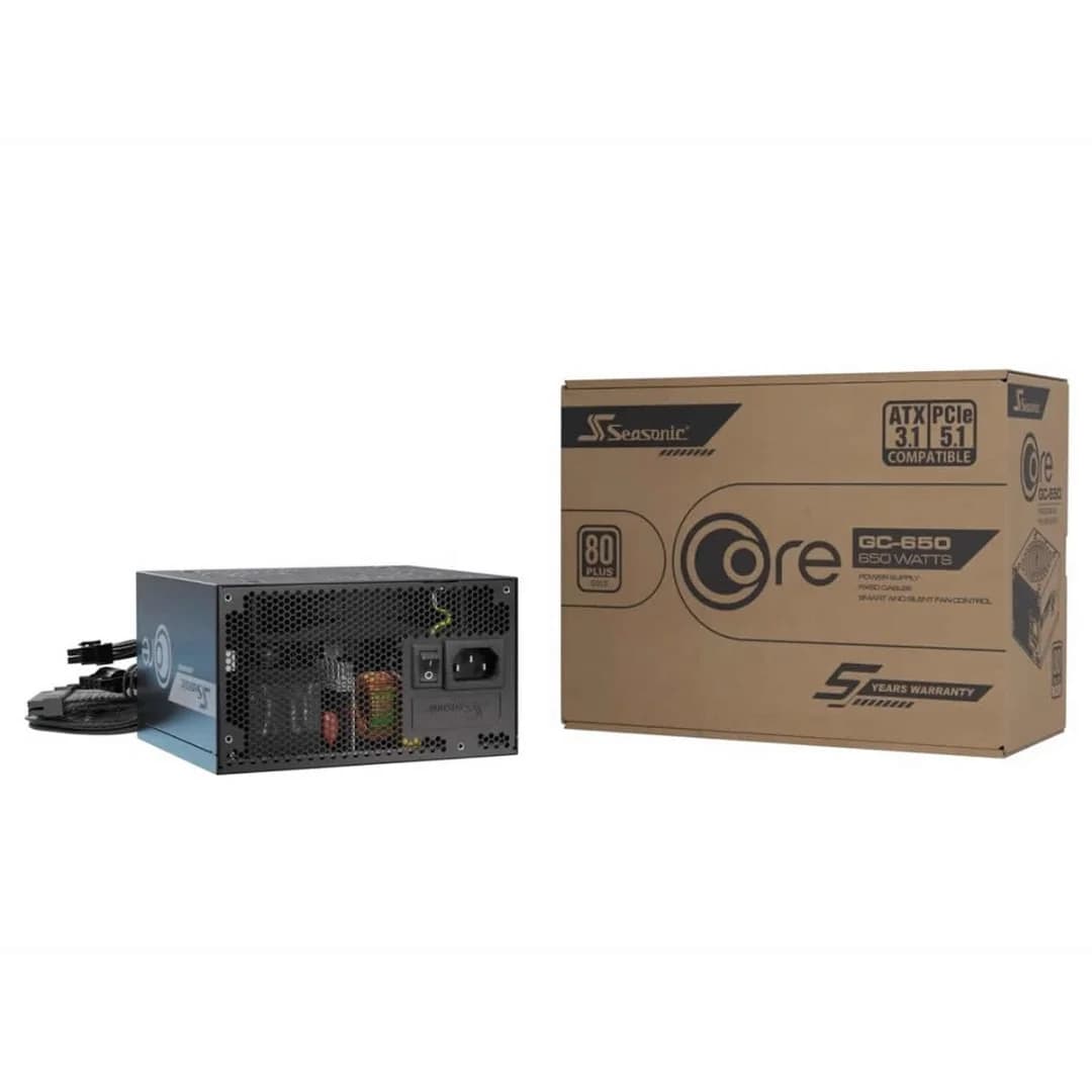 Seasonic Core BC 650W Power Supply (PSU) - ATX 3.1 Non-Modular 80 Plus Gold