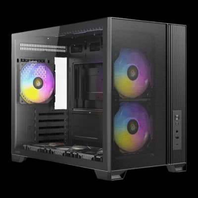 Antec FLUX M Gaming Case Micro ATX Mesh Wood Front - Black - ARGB Fans