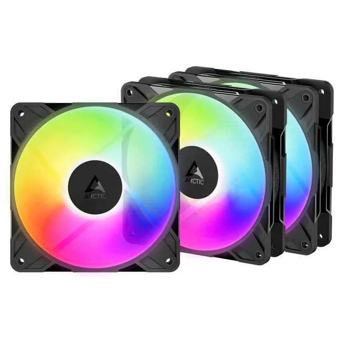 Arctic P12 Pro Reverse A-RGB Black PWM Triple Fan Pack - 120mm