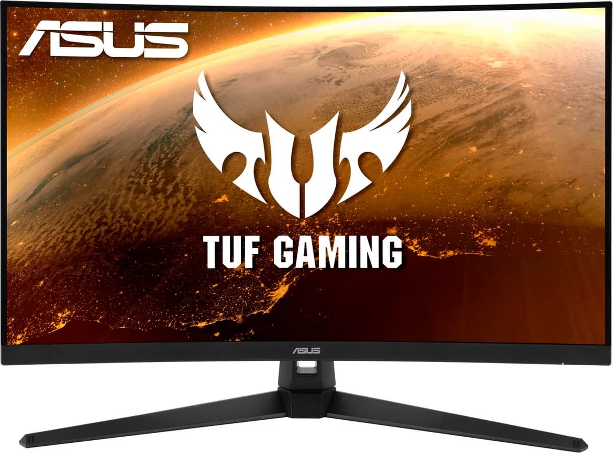 ASUS TUF Gaming VG32VQ1BR 31.5 inch Curved Gaming Monitor, VA Panel, QHD 2560 x 1440 Resolution, 165Hz Refresh Rate, FreeSync Premium, HDR10, DisplayPort, 2x HDMI inputs, Speakers