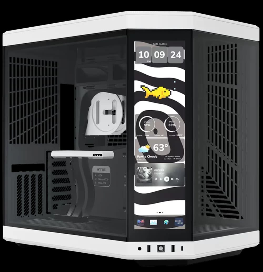 HYTE Y70 Touch Infinite E-ATX Mid Tower Case in Black and White