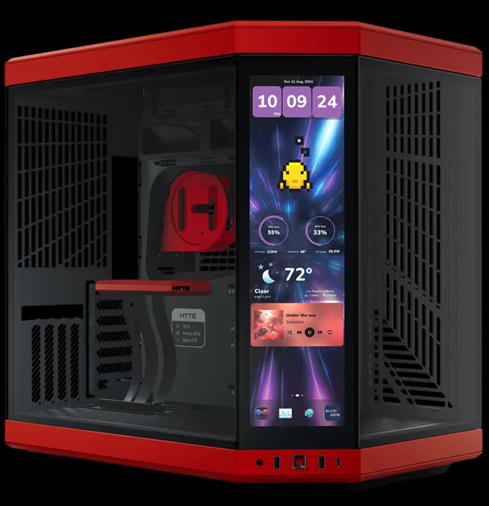 HYTE Y70 Touch Infinite E-ATX Mid Tower Case in Red and Black