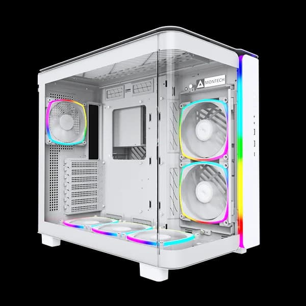 Montech KING 95 PRO Dual Chamber Mid Tower Gaming Case in White