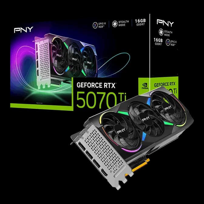 PNY GeForce RTX 5070 Ti ARGB OC Triple Fan 16GB GDDR7 PCI-Express Graphics Card