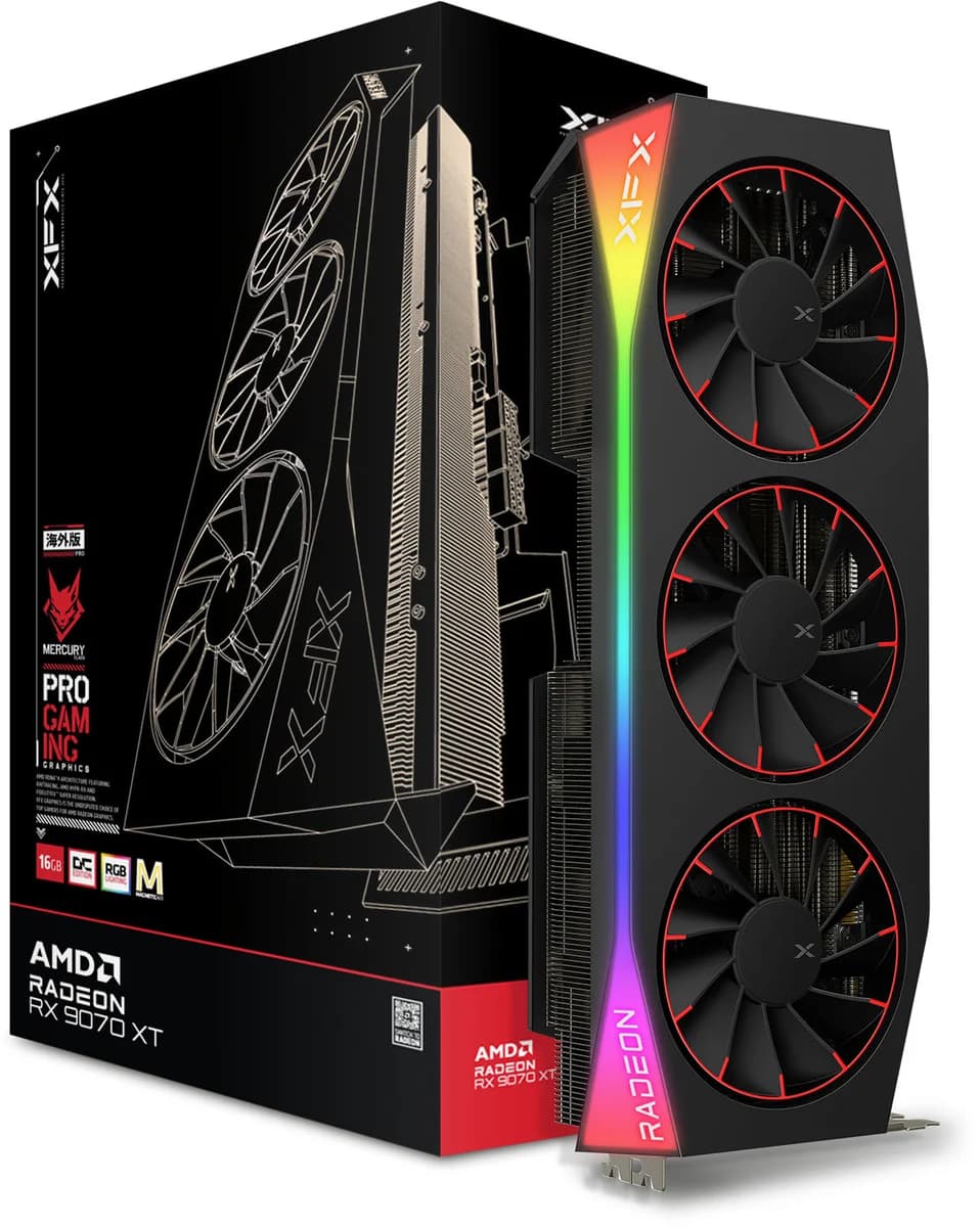 XFX Mercury Radeon RX 9070 XT Magentic Air Edition 16GB OC Graphics Card