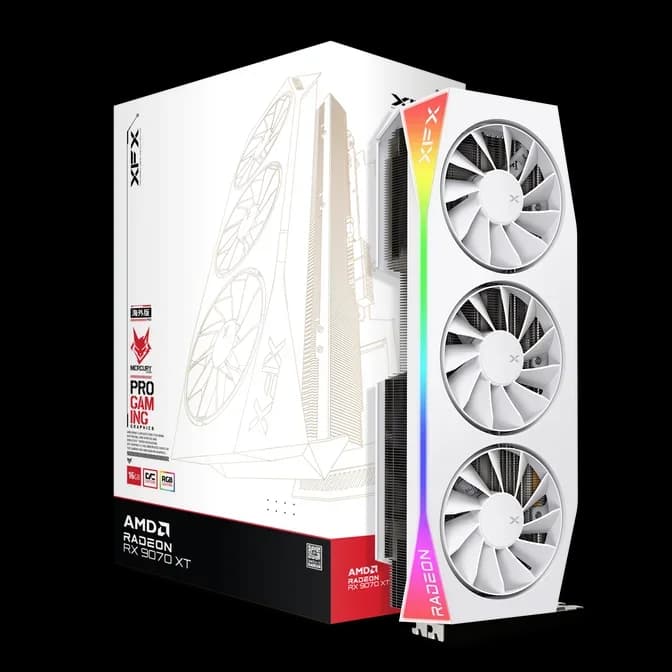 XFX Mercury Radeon RX 9070 XT OC Gaming Edition RGB White 16GB GDDR6 PCI-Express Graphics Card
