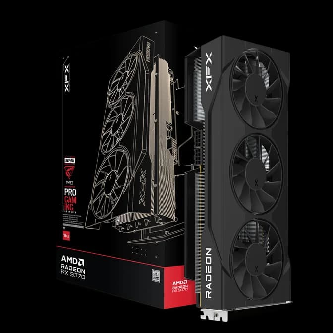 XFX Swift Radeon RX 9070 OC Triple 90mm Fan Gaming Edition 16GB GDDR6 PCI-Express Graphics Card